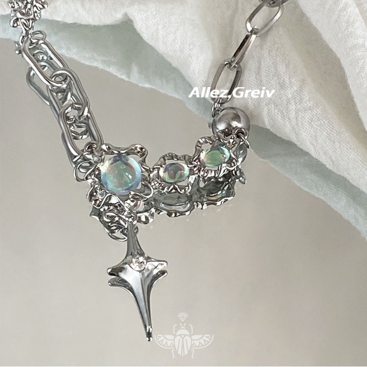 Vòng cổ Mặt Đá Opal Hình Ngôi Sao Thời Trang unisex