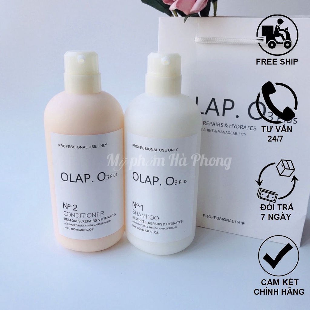 Dầu Gội OLAP O3 Plus, Dầu Xả OLAP O3 Biotin &amp; Collagen Phục Hồi  Chuyên Sâu 800mlx2 Chính Hãng