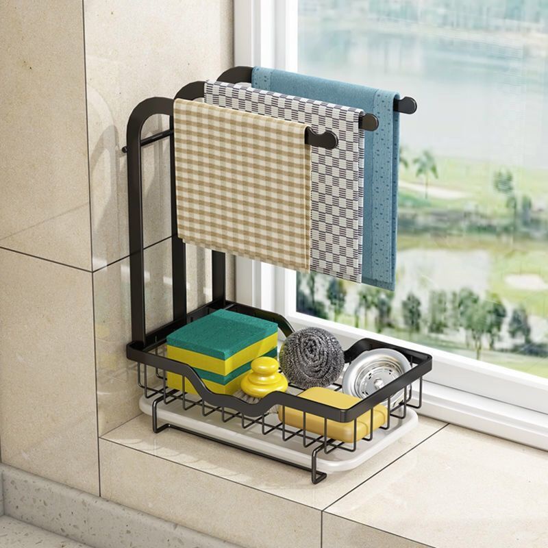 Giá sắp xếp khăn lau nhà bếp đục lỗ miễn phí trên mặt bàn treo tường giá treo thoát nước đến giá lưu trữ miếng bọt biển