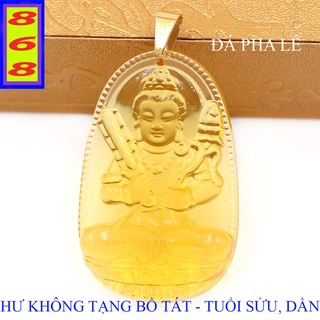Mặt Dây Chuyền Phật Hư Không Tạng Bồ Tát Pha Lê Vàng 5cm - Mặt Size Lớn - Tặng Kèm Móc Inox