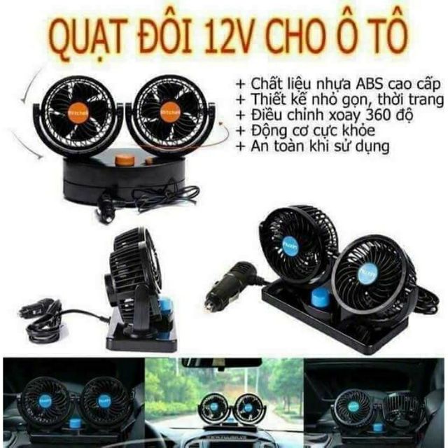 QUẠT ĐÔI MINI ĐỂ TRÊN Ô TÔ CỰC TIỆN