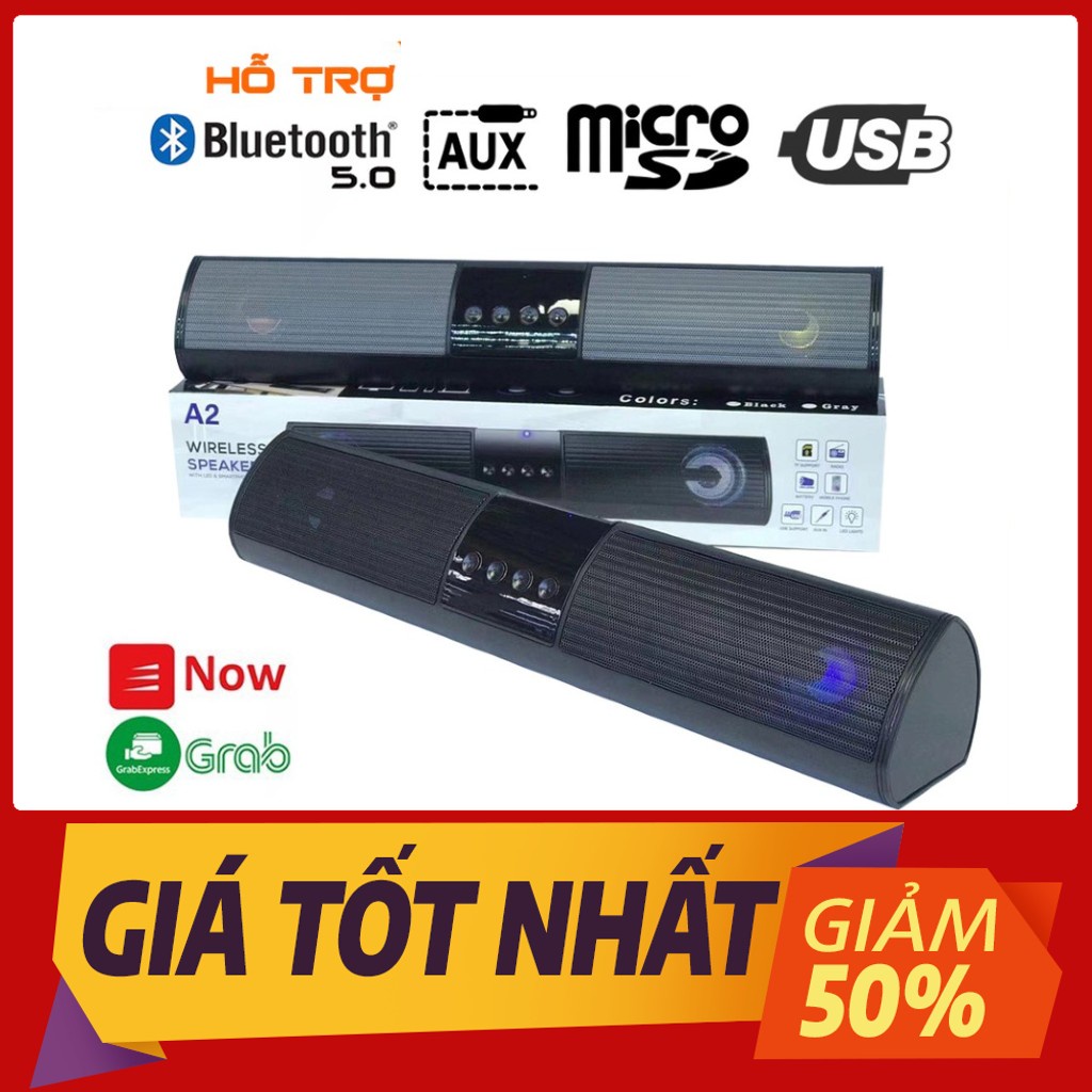 Loa bluetooth speaker A2 dáng dài 2 loa cực đỉnh, kiểu dáng sang trọng hỗ trợ thẻ nhớ