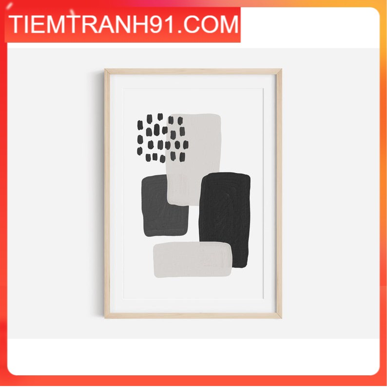 Tranh in cao cấp | Tranh nghệ thuật trừu tượng - Black Abstract Art Print, Black and White Abstract Art 03