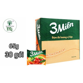 Thùng 30 gói mì Ba miền tôm chua cay 65g