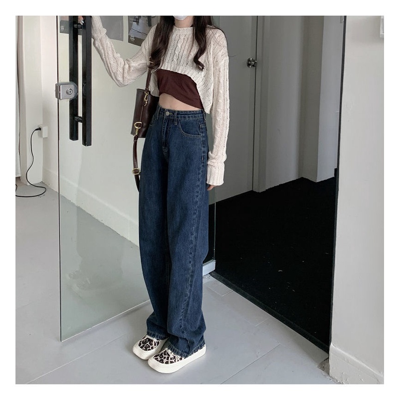 Quần jeans dài ống rộng thời trang cho nữ