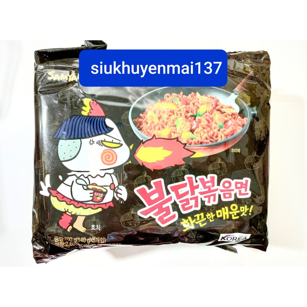 COMBO 5 mì cay khô samyang hàn quốc, 140 gr 1 gói