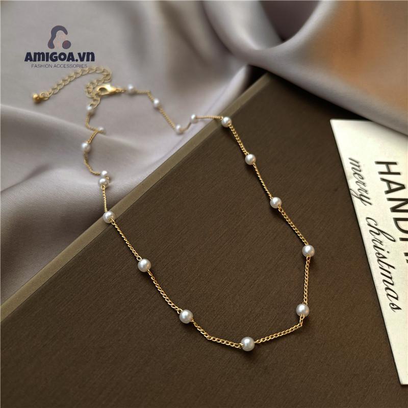 ✨✨Vòng cổ choker Smileday đính ngọc trai thời trang Hàn Quốc cho nữ