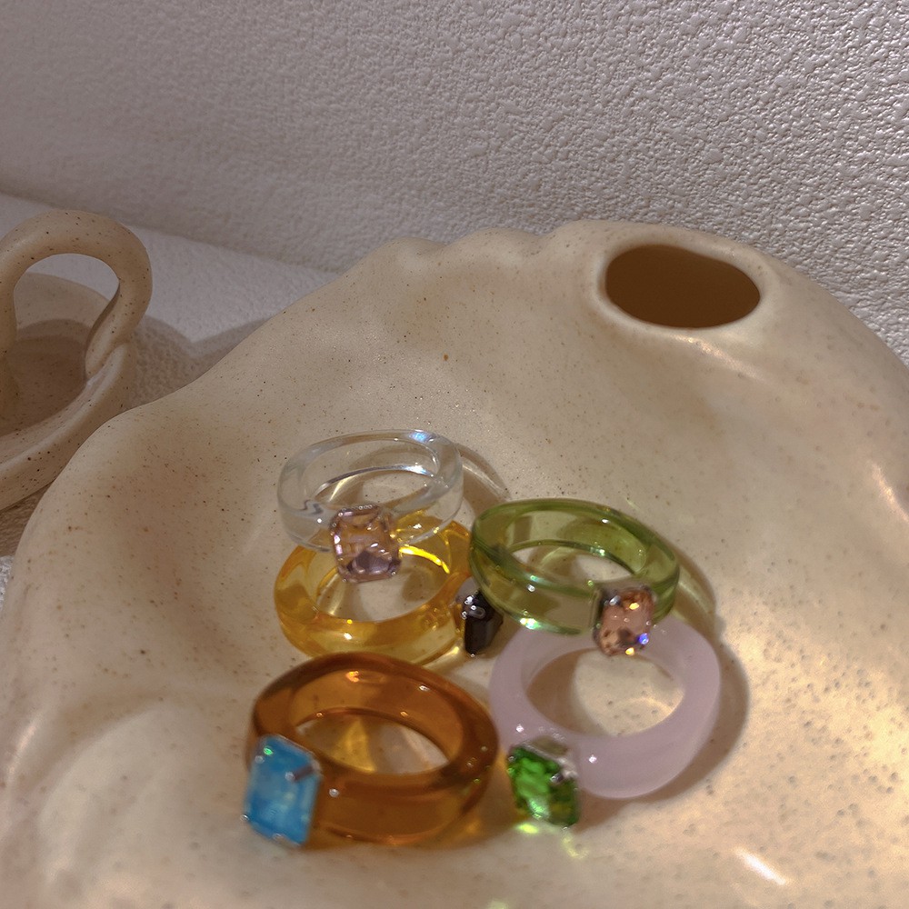 IF ME Nhẫn Nhựa Trong Suốt Phong Cách Hàn Quốc