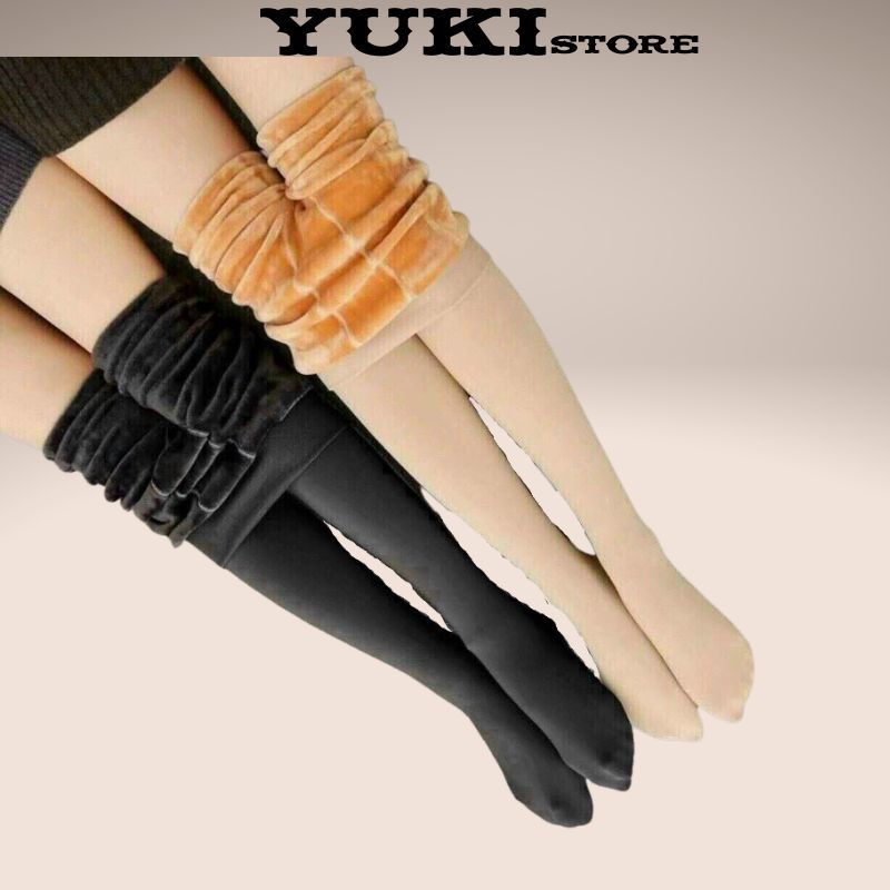 Quần tất nữ lót lông giữ nhiệt màu da đen dày đẹp mùa đông siêu ấm YUKI STORE 1443