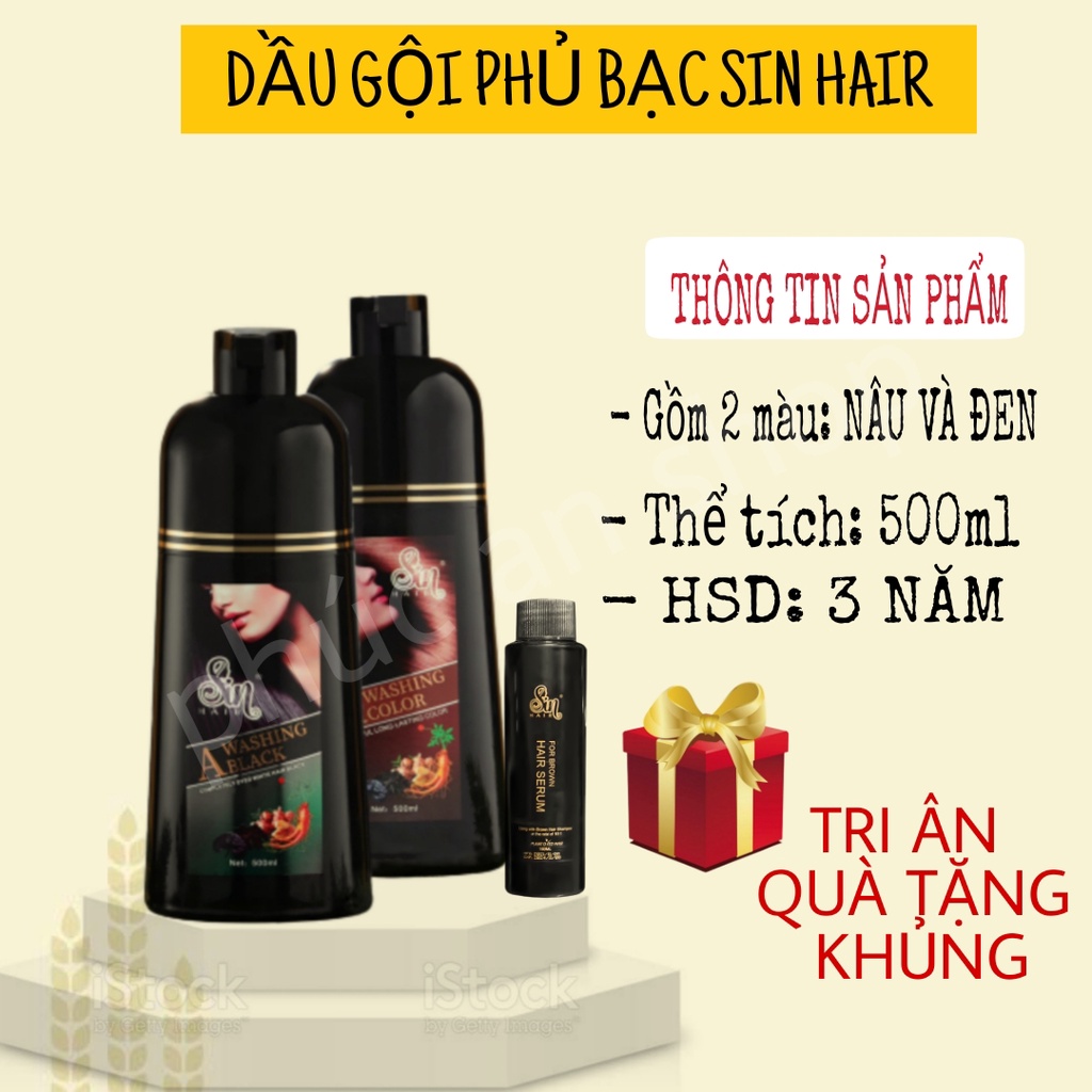 Dầu gội phủ bạc sin hair♥️♥️dầu gội nhuộm tóc đen, nâu số 1 Nhật Bản 500ml.[CHÍNH HÃNG]