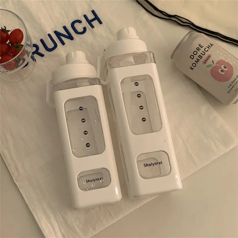 Bình Nước Nhựa Dung Tích 700Ml/900ml Kèm Ống Hút Tiện Dụng