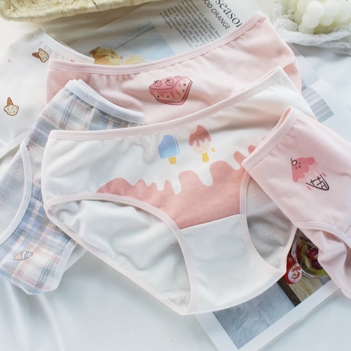 Quần Lót Nữ Họa Tiết Hoạt Hình, Quần Lót Cotton Nữ Viền Thun Ôm Trọn Vòng 2 ZANA BRA L211