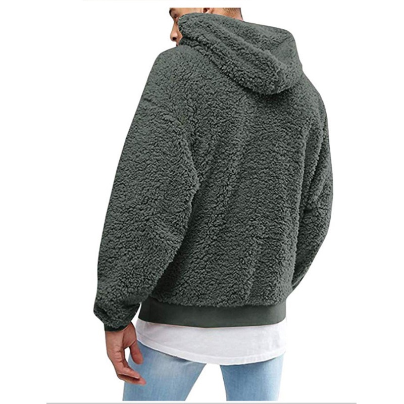 Xiangbao Áo Hoodie Lông Xù Dày Tay Dài Phối Dây Rút Và Túi Thời Trang Mùa Đông Cho Nam
