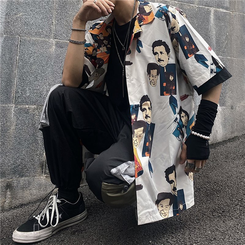 Áo sơ mi nam ngắn tay form rộng họa tiết nổi bật | BigBuy360 - bigbuy360.vn