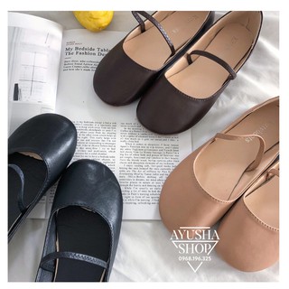Giày búp bê nữ tính xỏ quai Hàn Quốc SẴN 2 MÀU ĐEN+ BE SIZE 35
