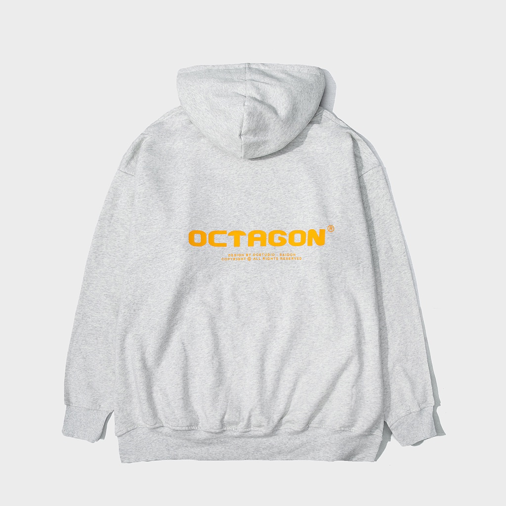 Áo Hoodie Nỉ Bông OCTAGON Basic SS01 Màu Xám Form Rộng Phong Cách Năng Động