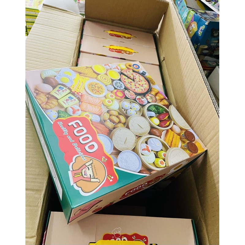 Có hộp và pizza loại nhựa đẹp - Bộ đồ chơi các món ăn năm châu 58 84 88 chi tiết đáng yêu bé chơi hoài không chán