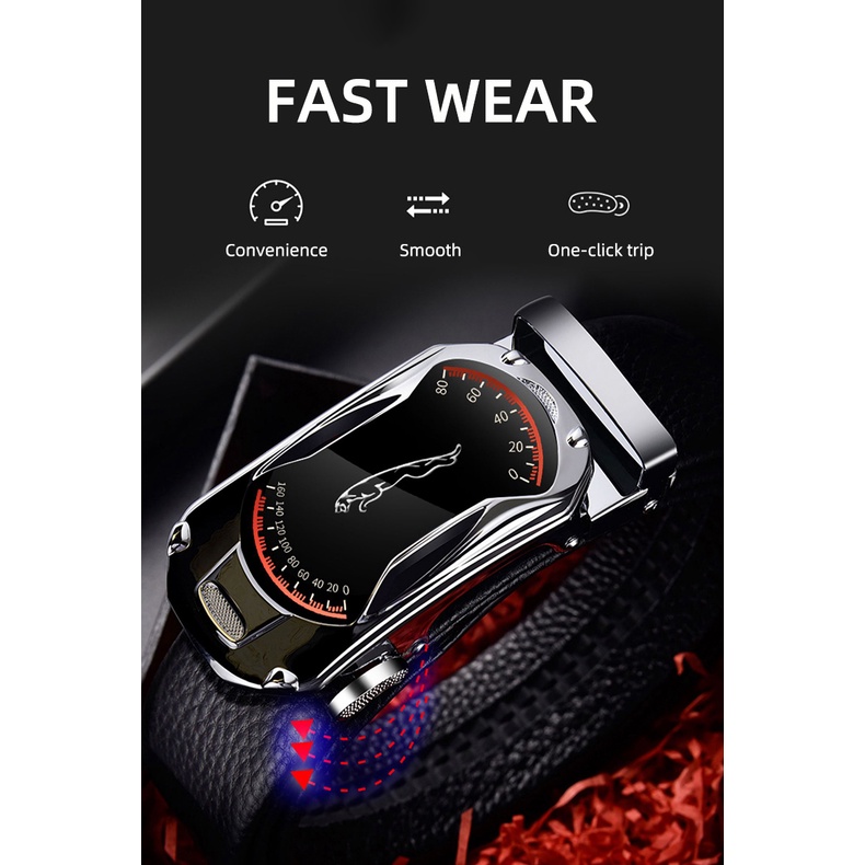 SmileFairyCC【COD &amp; Hàng Có Sẵn】Thắt Lưng Da Màu Đen Khóa Tự Động Phong Cách Thể Thao Chất Lượng Cao Cho Nam