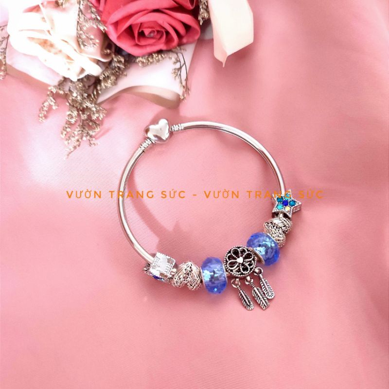 Vòng tay nữ bạc Thái - Lắc tay nữ bạc Thái charm Dreca phong cách cổ điển, thanh lịch Vườn Trang Sức
