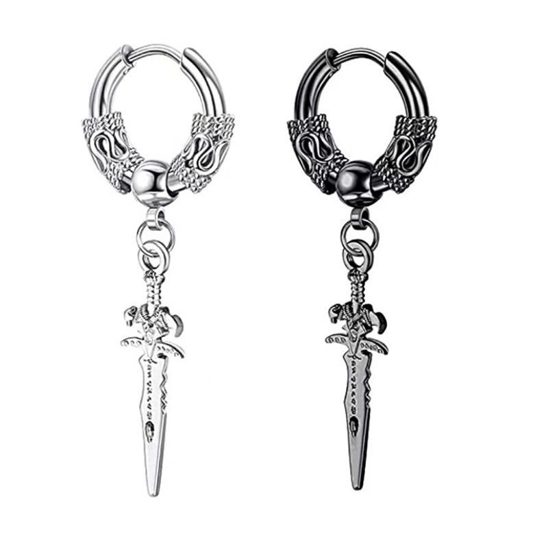 Bông Tai Khoen Rồng Cá Tính Dành Cho Nam Nữ Unisex Titan Ko Đen TT 4297 - 1 Cái