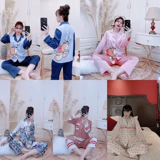 [FREE SHIP] Bộ đồ Pijama lụa💖Bộ lụa tay dài hoạ tiết mát lịm [HÀNG SIÊU ĐẸP]