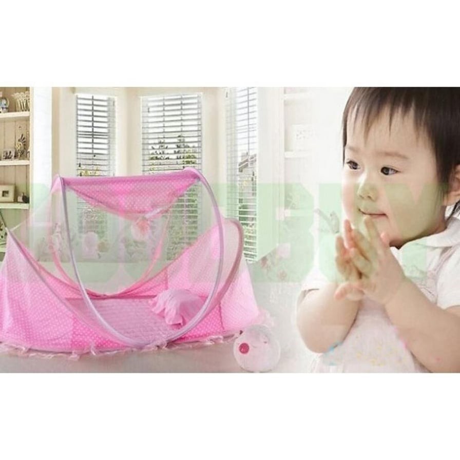 Màn chụp Happy Baby cho bé từ 0-36 tháng, Màn chụp tự bung xếp gọn tiện dụng, có nhạc kèm gối  chống muỗi và côn trùng,