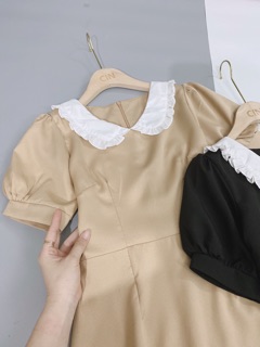 Váy phối cổ trắng