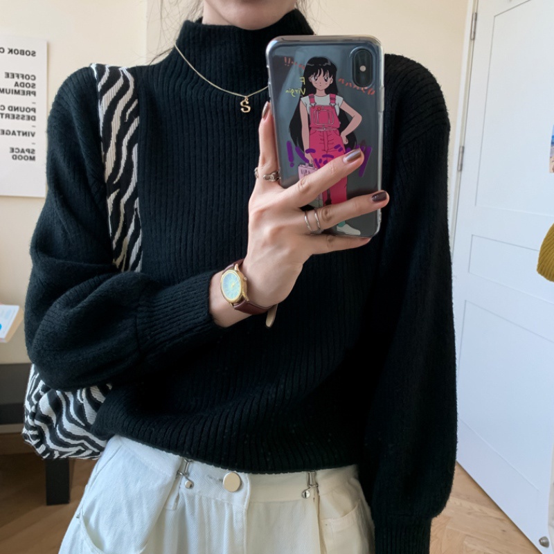 Áo Sweater Cổ Cao Dáng Rộng Thời Trang Thu Đông Cho Nữ