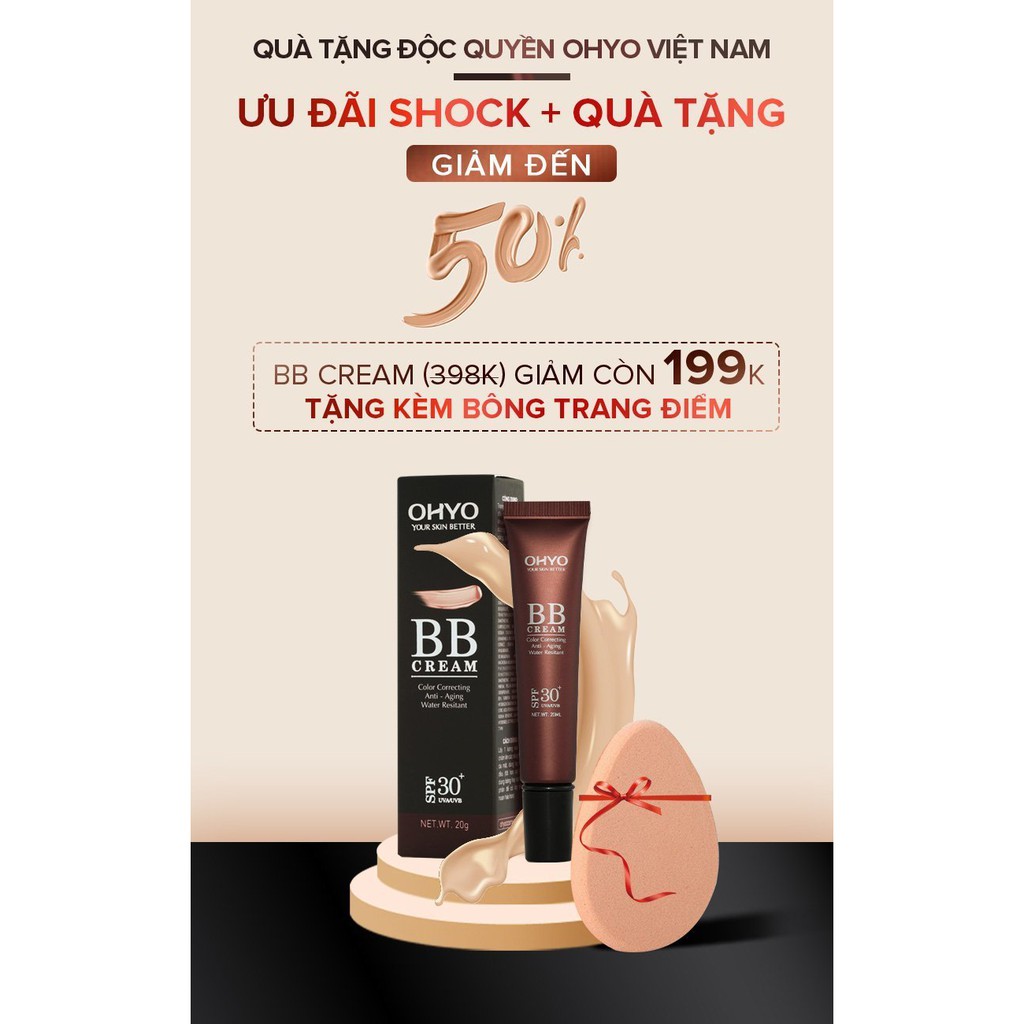 Kem nền che khuyết điểm BB Cream OHYO, Che phủ tối da mọi khuyết điểm lên tone tự nhiên, kiềm dầu chống trôi, mịn lì 24h