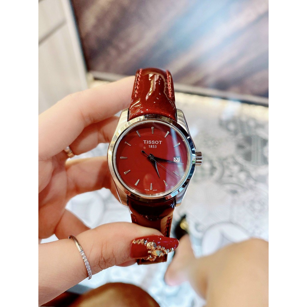 Đồng hồ nữ Tissot dây da bóng mềm, thẻ bảo hành 12 tháng | BigBuy360 - bigbuy360.vn