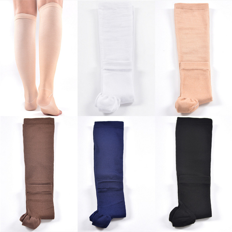 【dayday】Elastic Toeless Compression Socks Stockings Support Knee High Tip Open