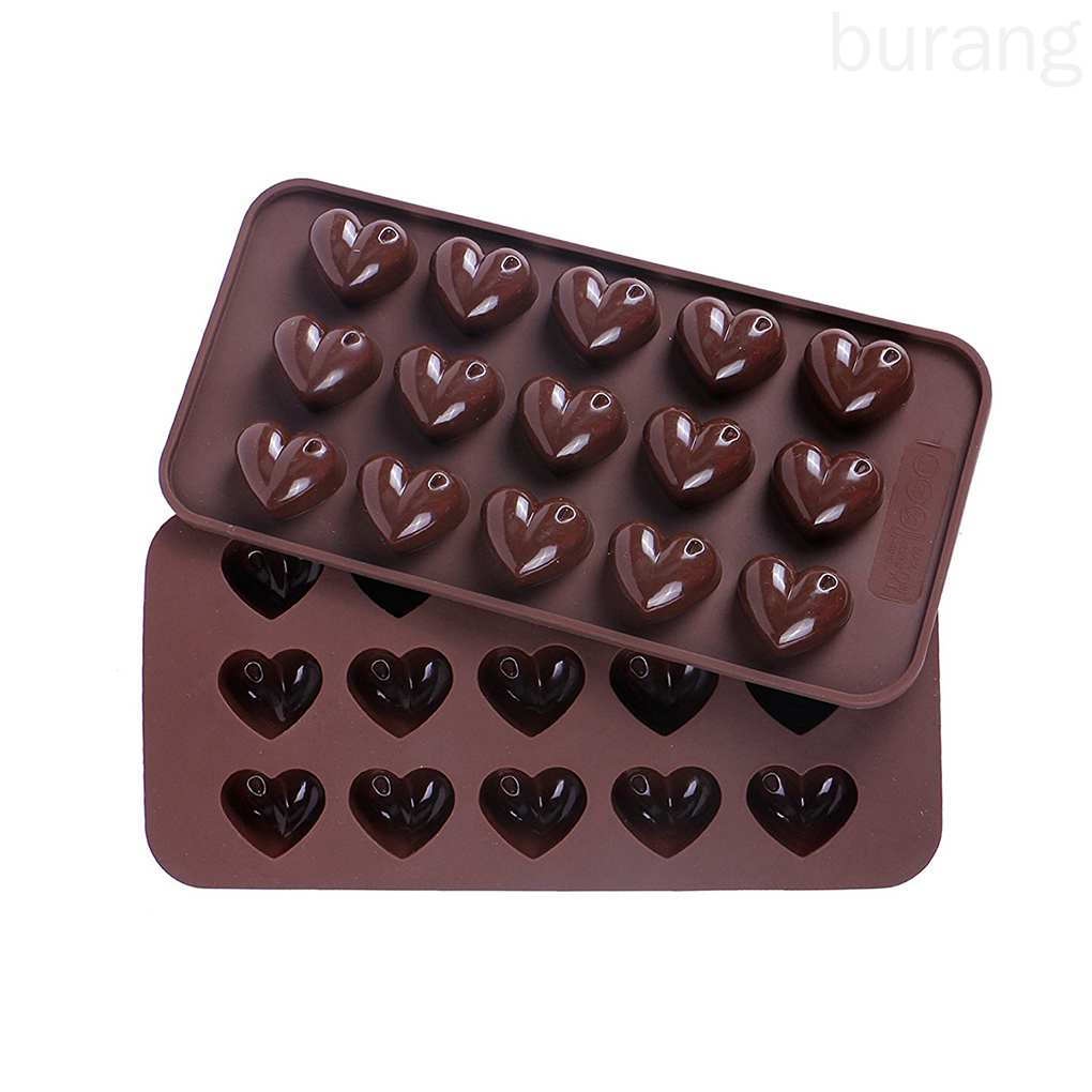 Khuôn Silicone Tạo Hình Làm Bánh Kẹo Hình Trái Tim 3d 15 Ngăn
