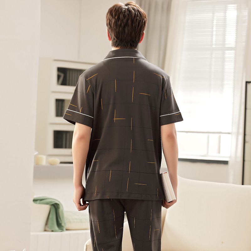 Pijama nam cộc tay-Đồ bộ nam bộ hè chất vải COTTON 100% dày dặn, thông thoáng