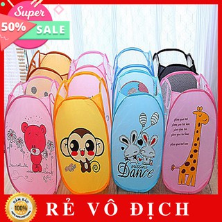 Giỏ lưới đựng quần áo, đồ chơi in hình dễ thương cho bé