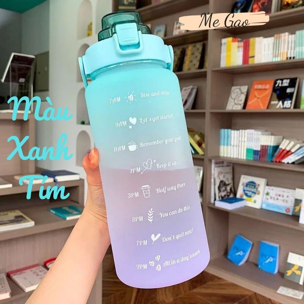 Bình Đựng Nước Cute 2 Lít Thể Thao Có Vòi Có Vạch Báo Giờ Uống Nước Nobihome,bình nước 2 lít cute thể thao có vòi