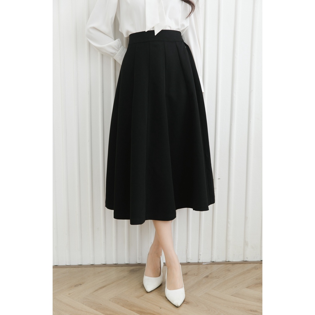 Chân váy dài cạp chun sau dáng xoè ly TIIN STORE CHD041