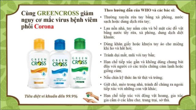 Có sẵn Nước rửa tay khô green cross 70ml dạng xịt 60ml dạng gel và chai 100ml và 250ml | BigBuy360 - bigbuy360.vn