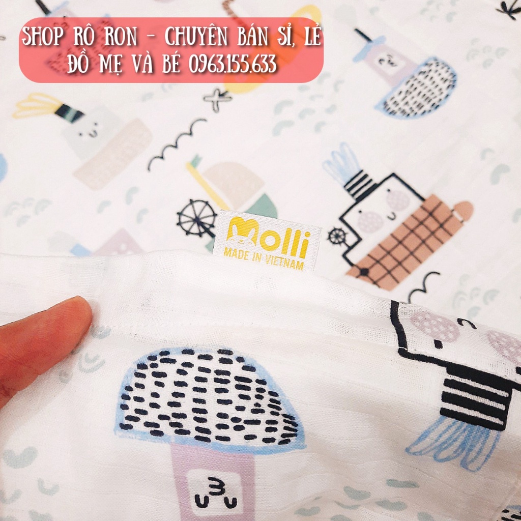 [Chính hãng] Chăn xô sợi tre trần bông MOLLI 1m*1m2 có thể tháo rời vỏ - Chăn xô MOLLI 4 mùa cao cấp cho bé - Shoproron