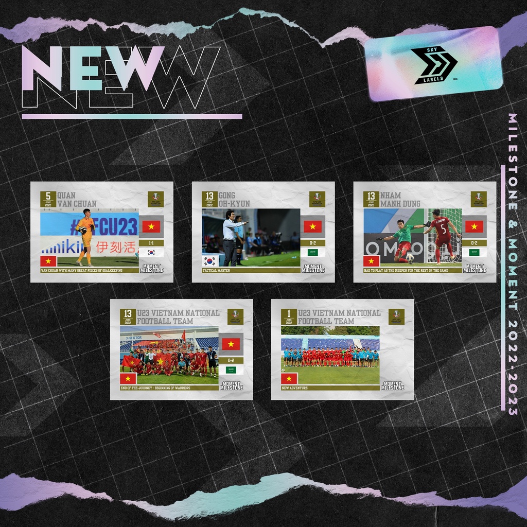Thẻ Cầu Thủ Bóng Đá SKY Card U23 Việt Nam Khoảnh Khắc Quan Văn Chuẩn Nhâm Mạnh Dũng Gong Oh Kyun