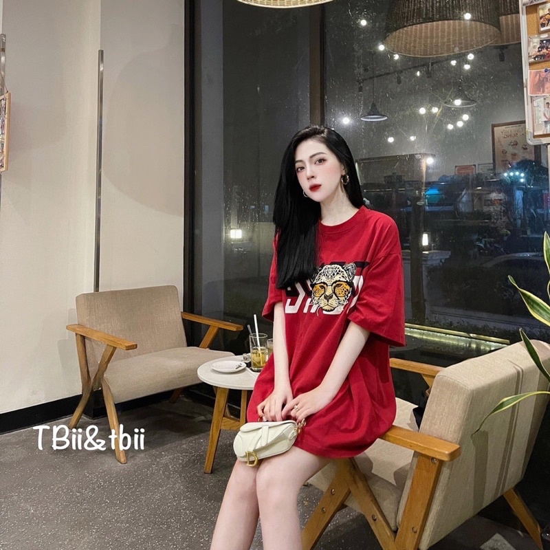 Áo phông thêu hình hổ form rộng giấu quần 3 màu hot hàng QCL1