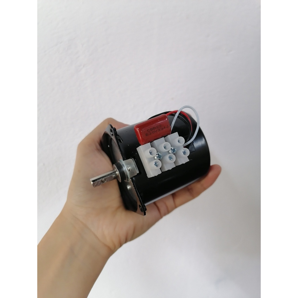 Động cơ giảm tốc 14W 220VAC 68KTYZ trục 7 mm ,dùng chế máy quay vịt ,băng tải ,bếp nướng tự động Motor 220V Moto 220V