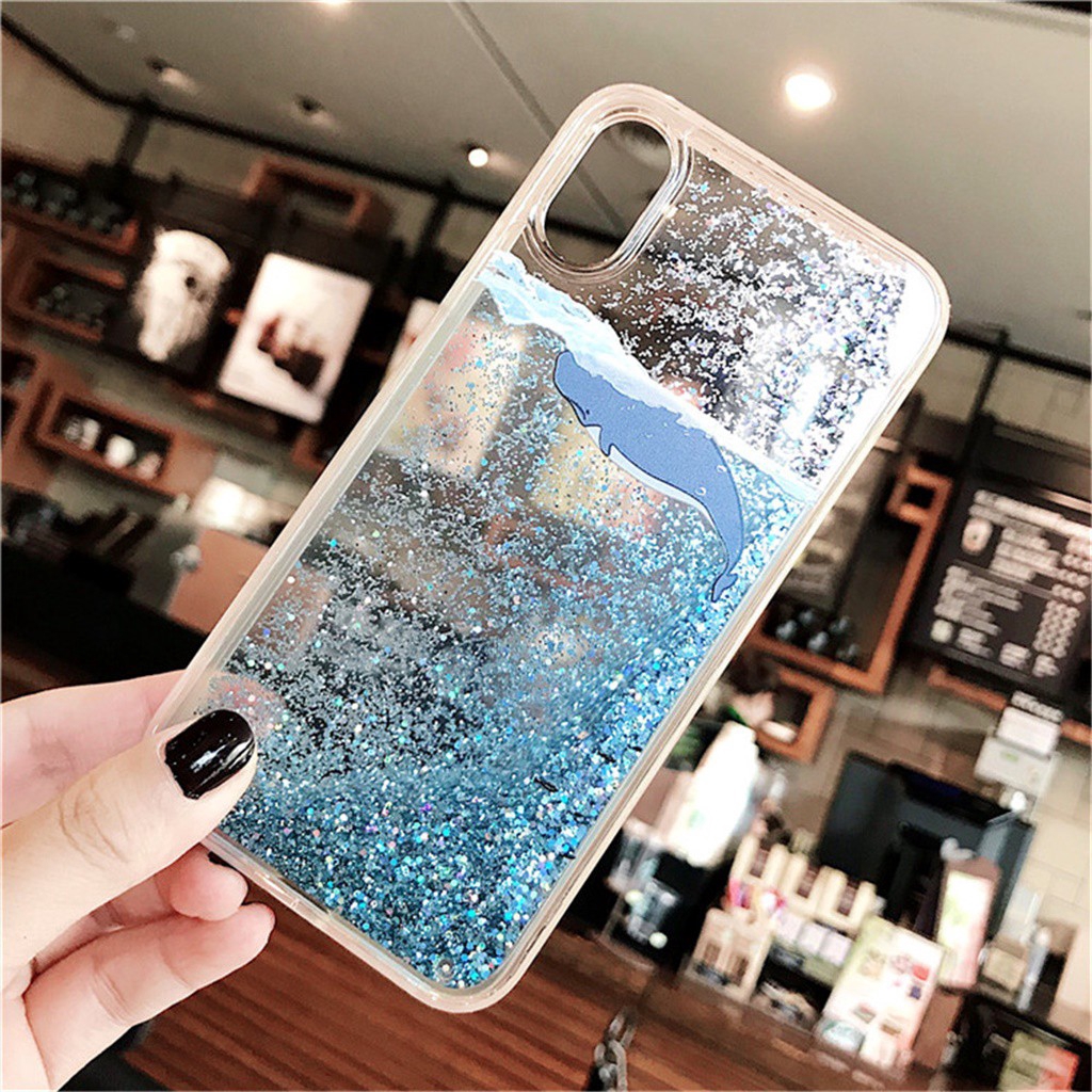Ốp Điện Thoại Cát Chảy Hình Cá Heo Cho iPhone 14 13 12 11 Pro Max Mini 12Pro 13Pro 14Pro 14Plus 6 6S 7 8 Plus X XR XS Max