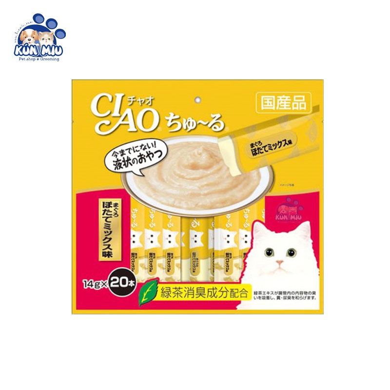 {Hàng Chính Hãng Nhật } GÓI 20 THANH Súp Thưởng CIAO Cho Mèo Đủ Vị Thơm Ngon Bổ Dưỡng