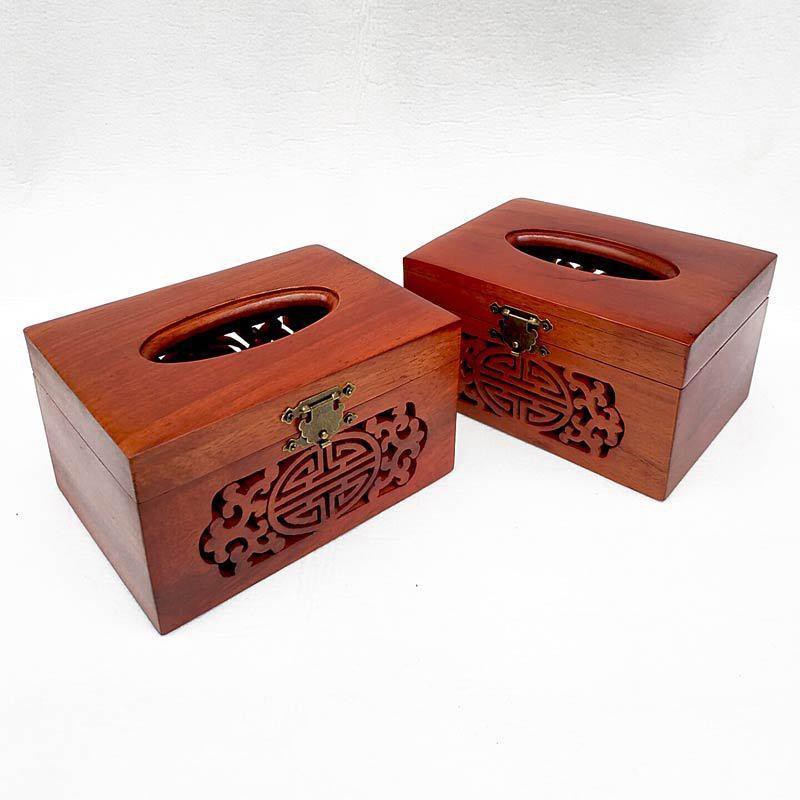 Gỗ gõ đỏ gia dụng cổ điển Trung Quốc Khay ăn bằng nguyên khối Ống khăn giấy dập nổi cẩm lai Việt Nam có thể khắc được