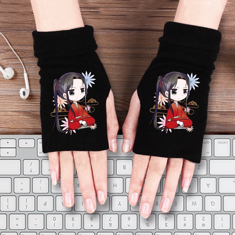 Găng tay len hở ngón in hình THIÊN QUAN TỨ PHÚC VER MÙA XUÂN anime chibi thời trang