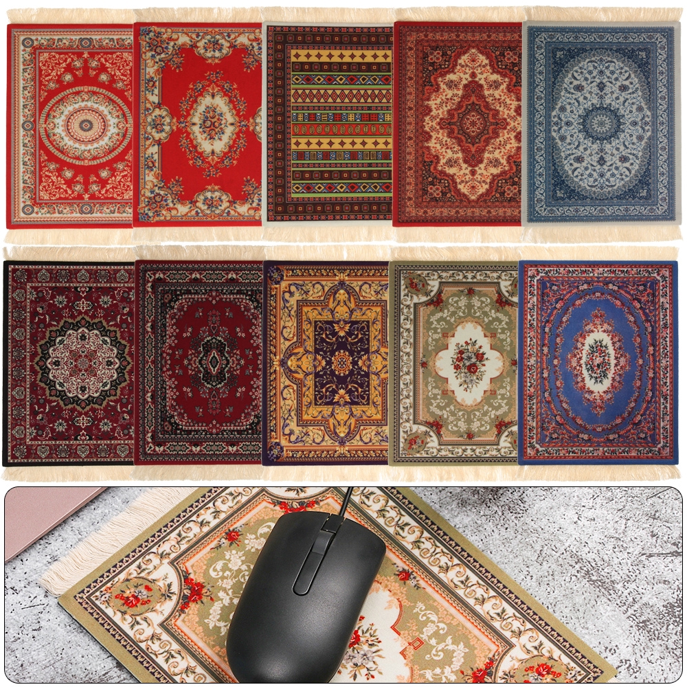 Miếng lót chuột chống trượt bằng vải lanh kiểu dáng retro bền đẹp