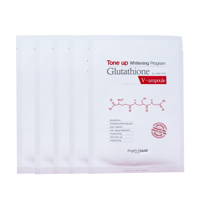 Mặt Nạ Dưỡng Trắng Sáng Da Angel’s Liquid Tone Up Whitening Program Glutathione V-Ampoule Mask 25g