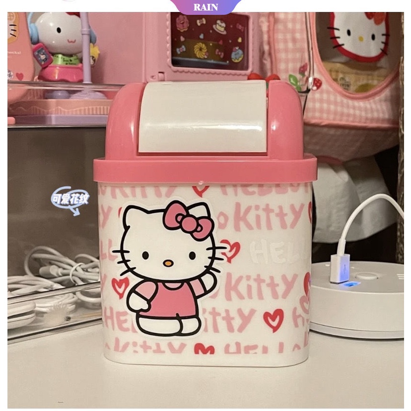 Thùng Đựng Rác Mini Để Bàn Hình Hello Kitty Dễ Thương