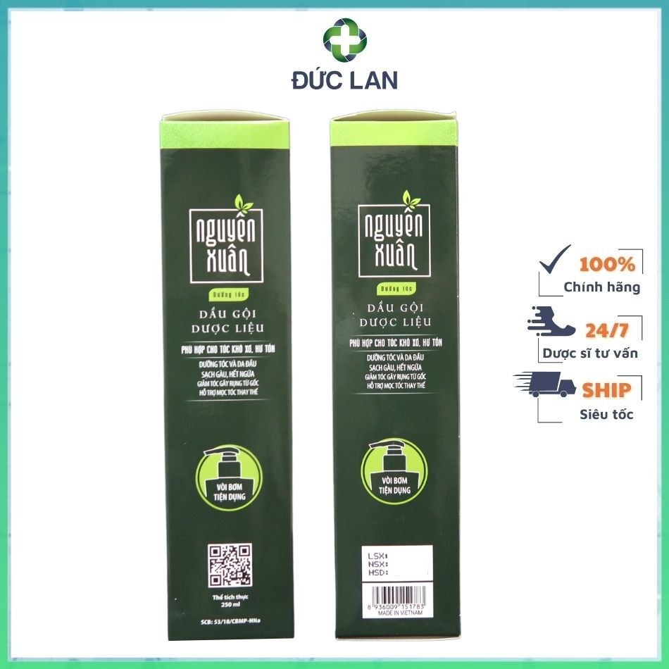 DẦU GỘI DƯỢC LIỆU DƯỠNG TÓC NGUYÊN XUÂN 250ML GIẢM KHÔ XƠ, HƯ TỔN, DƯỠNG TÓC GIẢM GÃY RỤNG TỪ GỐC