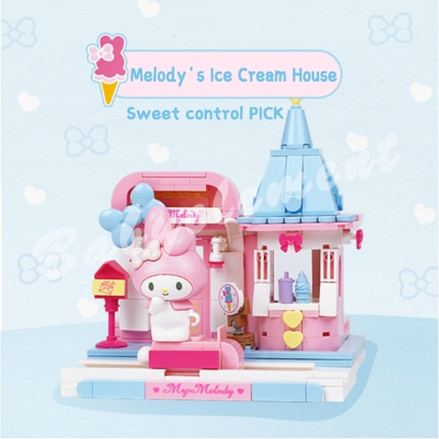Sanrio Đồ Chơi Lắp Ráp Đồ trang trí Ngôi Nhà Kem Melody DIY